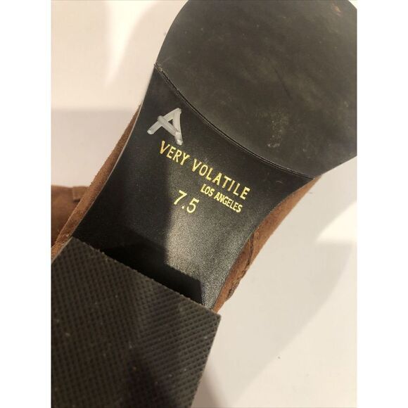 Very Volatile GALVESTON Metallic Toe Kick Suede Booties Western Cowboy Zip Brown - Picture 7 of 8